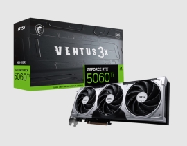 MSI nVidia GeForce RTX™ 5060 Ti 8G VENTUS 3X OC, PCI Express® Gen 5 x 16, Boost: 2602 MHz, CUDA 4608 Units, 8GB GDDR7, HDMI™ x 1 GeForce RTX 5060 Ti 8G VENTUS 3X OC