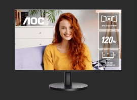 AOC 27" IPS, 1920 × 1080FHD, 120HZ, 1ms, HDMI x1 1.4, USB-C (DP Alt Mode/65W) x1, USB-A 3.2 Gen 1 x2, Speakers x2, Anti-Blue Light Monitor 2025 New 27B3CA3