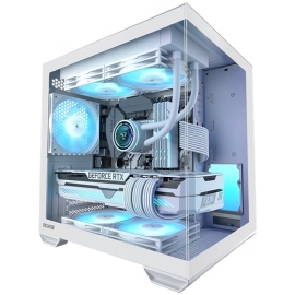 OKINOS Mirage 4 mATX ARGB Case, ARGB controller, 4x ARGB Fans. Ultimate thermal, Steel,2x USB3.0, 1x3.2 Gen2 USB-C, White Tower Case CAO-M4ARGB-WH