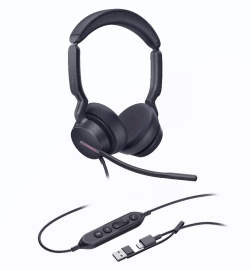 Yealink UH46 Dual UC USB-C/A Unified Communications USB Wired Headset 3-Noise-Canceling Microphones 35mm Speaker Busylight Leather Controller UH46-D-UC-CA
