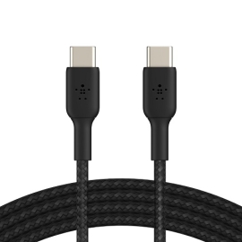 Belkin BoostCharge Braided USB-C to USB-C Cable (1M) - Black (CAB004bt1MBK), 60W, 480Mbps, 30K+ Bends,Samsung Galaxy,USB-IF Certified,2 Years Warranty CAB004bt1MBK