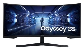 Samsung 34" Odyssey G55T WQHD Curved 3440x1440 21:9 1000R 165Hz 1ms 250 cd/㎡ FreeSync VA DP HDMI Headphone Tilt VESA Gaming Monitor Black 3YR LC34G55TWWEXXY