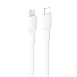 Belkin BoostCharge Lightning to USB-C Cable (1M) - White (CAA021FQ1MWH), 3A/15W, 480MBPS, 300K+ Bends, Apple iPhone, MFI-Certified, 2 Years Warranty CAA021FQ1MWH
