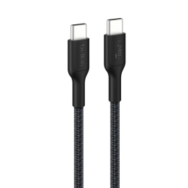 Belkin BoostCharge Pro Braided USB-C to USB-C Cable (1M) - Black (CAB025FQ1MBK), 5A/240W, 480Mbps, 350K+ Bend, USB-IF Certified, 2 Years Warranty CAB025FQ1MBK