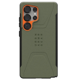 UAG Civilian Magnetic Samsung Galaxy S25 Ultra 5G (6.9") Rugged Case - Olive Drab/Orange (214473117297), 20ft. Drop Protection (6M), 10 Years Warranty 2.14E+11