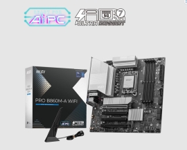 MSI PRO B860M-A WIFI, INTEL B860, 4x DDR5 256GB, 1x HDMI, 4x PCI-E x16 slot, 3x M.2, 4x SATA, 6x USB 2.0, Intel® Wi-Fi 7 PRO B860M-A WIFI