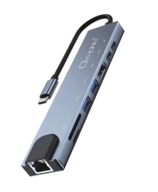 Just You PC Oxhorn SuperSpeed 8-in-1 USB C to HDTV Adapter Hub 1xHDMI 4K 1xEtherne LAN 2 xUSB 3.0 Type C Type C (PD) Card Reader(TF/SD) Aluminum Dock Station AD-U31-801