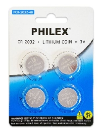 Generic Sansai Lithium Button Coin Battery 3V -CR2032 -4 pack for Motherboard Danger of swallowing Keep batteries away from young children at all times PCR-2032-4B