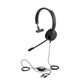 Jabra Evolve 20 SE, USB C/A, MS Mono Headset, Plug-and-play, Noise-cancelling, Clearer Conversation, Manage Calls Easily, Leatherette Ear Cushions 4993-823-369