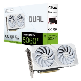 ASUS nVidia GeForce DUAL-RTX5060TI-O16G-WHITE RTX 5060 Ti 16GB GDDR7 White OC Edition 2602MHz Boost Clock, RAM 28Gbps, 767AI TOPs, Digital Max Resolut DUAL-RTX5060TI-O16G-WHITE