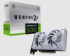 MSI nVidia GeForce RTX 5060 8G VENTUS 2X OC WHITE, PCI Express® Gen 5 x16, Boost: 2527 MHz, CUDA 3840 Units, 8GB GDDR7. HDMI™ x 1 (emabargo) GeForce RTX 5060 8G VENTUS 2X OC WHITE