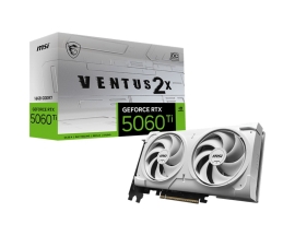 MSI nVidia GeForce RTX™ 5060 Ti 16G VENTUS 2X OC WHITE PLUS, Boost 2602 MHz, CUDA 4608, 16GB GDDR7, 28 Gbps, 600W PSU, HDMI™ x 1 (embargo) GeForce RTX 5060 Ti 16G VENTUS 2X OC WHITE PLUS