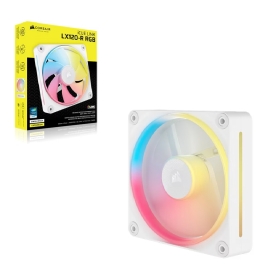 Corsair iCUE LINK LX120‑R RGB 120 mm PWM Reverse Fan Expansion Single Pack – White: 66.7 CFM, 2400 RPM, 37.7 dBA, 0.4 A,Static Pressure, Magnetic Dome CO-9051053-WW