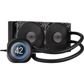 Corsair NAUTILUS 240 RS LCD Liquid CPU Cooler - Black, 240mm rad, LCD pump, 2x PWM fans, 2100 RPM, AM5/LGA1851, copper plate, 400mm tube, 36dBA CW-9061031-WW