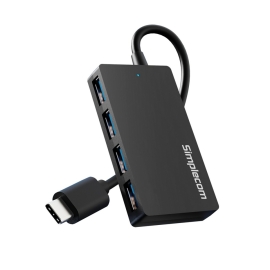 Simplecom CH352 USB-A to 4xPort SuperSpeed USB 3.2 Gen1, 5Gbps, plug & play, bus-powered, ABS, 76×41×11mm, 35g, 15cm cable, Win/macOS/Linux compatible CH352