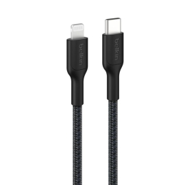 Belkin Boostcharge Pro Braided Lightning to USB-C Cable (2M) - Black (CAA022FQ2MBK),3A/15W, 480Mbps,350K+ Bends,Apple, MFI-Certified, 2 Years Warranty CAA022FQ2MBK