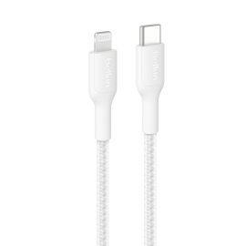 Belkin BoostCharge Pro Braided Lightning to USB-C Cable (2M) - White (CAA022fq2MWH), 3A/15W, 480Mbps,350K+ Bends,Apple, MFI-Certified,2 Years Warranty CAA022fq2MWH