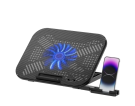 Rapoo Laptop Cooling Pad CF100, High-Efficiency Cooling Ergonomic Design, Multi-height Adjustable, Sturdy, Durable, Multi-Size Compatible CF100. Black