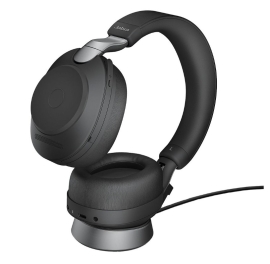 Jabra Evolve2 85 UC Stereo Black Link 380 USB-A and Charging Stand USB-A ANC Bluetooth Headset, 10-Microphone Technology, Digital Hybrid ANC 28599-989-899