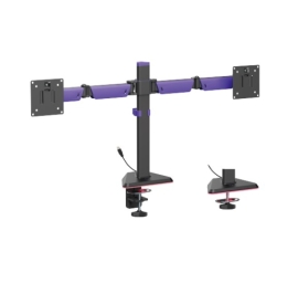 Brateck LDT89-C024L Matte Black Amethyst Articulating RGB Lighting Gaming Dual Monitor Arm, Fit Screen Size: 17'-32' (LS)