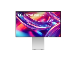 LG UltraFine evo 32' 6K monitor with IPS Black, HDR600, DCI-P3 98%, Adobe RGB 99.5%, Thunderbolt 5, HDMI 2.1, and tilt/height/pivot adjustments