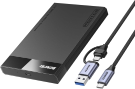 BENFEI 000385BK 2.5 Inch SATA to USB-A + USB-C Tool Free External Hard Drive Enclosure (6Gbps, Optimized for SSD, Support UASP SATA III)