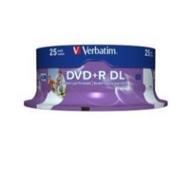 Verbatim Dvd+r Dl 8.5gb 25pk White Wide Ij 8x 43667