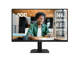 AOC 23.8" IPS, 1920×1080@144Hz, 4ms GtG, 300 cd/m², 1500:1, 178° VA, sRGB 112%, HDMI/DP, tilt -5°~23°, 16.7M colors, 16W 24E40L