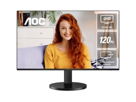 AOC 27" IPS Q27B3CF3: 2560×1440 @ 120Hz, 1ms MPRT, 350 nits, sRGB 116%, USB-C (65W), HDMI 2.0, USB hub, speakers, height-adjustable, VESA 100mm Q27B3CF3