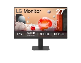 LG 27” IPS Full HD monitor with USB-C, 1920x1080, 100Hz, 5ms, 65W PD, IPS, 3-side borderless, tilt/height stand 27MS570B-B.AAU