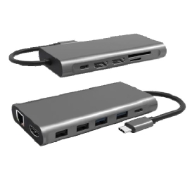 Cygnett Unite 12-in-1 USB-C Multiport Hub Adapter Dock(CY4549HUB12)4xUSB-A 2xUSB-C(100W PD/3.0)3xHDMI(60Hz/30Hz) 1xMicro SD,2Years Warranty CY4549HUB12