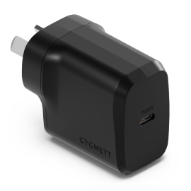 Cygnett PowerPlus 25W USB-C PD Fast Wall Charger-Black(CY4735PDWCH), Palm-Size,Portable,Best for iPhone,Samsung's PPS & USB-C Devices,2 Years Warranty CY4735PDWCH
