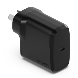 Cygnett PowerPlus 45W USB-C PD GaN Fast Wall Charger -Black(CY4739PDWCH), Portable,Best for iPhone,Samsung's PPS & USB-C Devices, 2 Years Warranty CY4739PDWCH