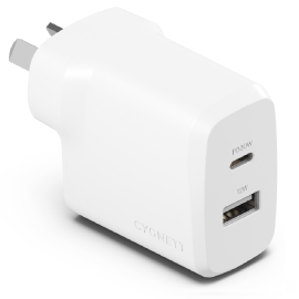 Cygnett PowerPlus 32W Dual Port (20W USB-C + 12W USB-A) PD Fast Wall Charger-White(CY4772PDWCH),Palm-Size,Portable,Charge 2x Devices,2 Years Warranty CY4772PDWCH