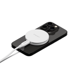 Cygnett ChargePuck Qi2 15W Fast Wireless Charger -White(CY5062CCRGP),Compact & Lightweight, 1.2M USB-C Cable,Perfect for Travel,2 Years Warranty CY5062CCRGP