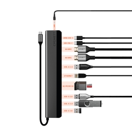 Cygnett UniteRiser 12-in-1 USB-C Multiport Hub Adapter-(CY5148HUB12)4x USB-A, 2xUSB-C (100W PD/3.0), 2xHDMI(60Hz/30Hz),1x SD 1xMicroSD,2Years Warranty CY5148HUB12
