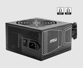 MSI MAG A850GN PCIE5 850W Up to 90% (80 Plus Gold) ATX Power Supply Unit, PFC, 100~240 VAC, 850W, 47-63Hz, PCI-E, SATA(LS) MAG A850GN PCIE5