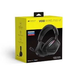 Corsair VOID WIRELESS v2 Gaming Headset – Carbon, wireless, 70–130h, 50mm, 20Hz–20kH, 50ft, PC/Mac/PS/Mobile, omni mic, 0.303kg CA-9011379-WW