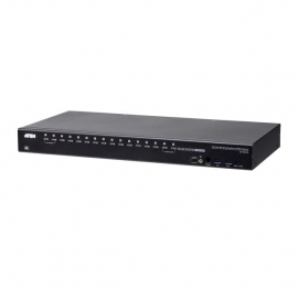 Aten CS19216, 16- Port USB3.0 4K DisplayPort KVM Switch, Superior video quality, Cascadable to two levels-control up to 256 computers, Video DynaSync 