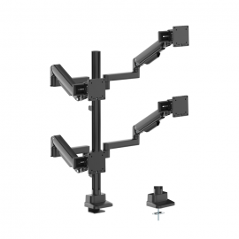 Brateck Modular Mechanical Spring Quad Monitor Arm with Sliders, from 17'-40', weight capacity (per flat screen) 11kg, 180 Rotation (Black)