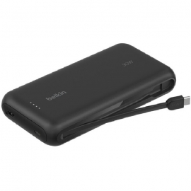 Belkin BoostCharge ?20K mAh Power Bank With Integrated USB-C Cable - Black (BPB024FQBK), 30W, 2xUSB-C, 1x USB-A, CEW $2,500, Apple, 2 Years Warranty