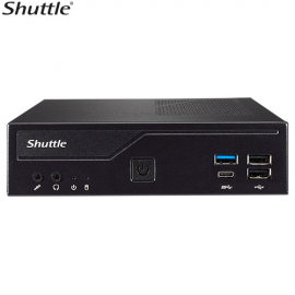 Shuttle DH610 V2 Slim Mini PC 1L Barebone - Intel 12th/13th/14th Gen , 2xDDR5 (max96g), 2.5" HDD/SSD bay, 2xLAN (1G & 2.5G), 2xRS232, HDMI, 2xDP, 120W DH610V2