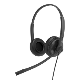 Yealink YHS34 Dual Wired Headset With Qd To Rj Port, Noise-Canceling Headset, Binaural Ear, RJ9, Qd Cord, Leather Ear Piece, Hearing Protection YHS34-D