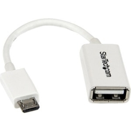 StarTech.com 5in White Micro USB To USB Otg Host Adapter M/F - 1 X 4-pin USB 2.0 Type A - Female - 1 X 5-pin Micro USB 2.0 Type B - Male - Nickel Connector - White UUSBOTGW