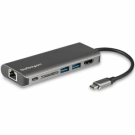 StarTech.com USB Type C Docking Station For Notebook - Memory Card Reader - Sd, Sdxc, Sdhc - 60 W - Black, Grey - 1 Displays Supported - 4K - 4096 X 2160, 3840 X 2160, 2560 X 1600, 2560 X 1440 - 3 X USB Ports - 3 X USB 3.0 - USB Type-A - USB Type-C - Net
