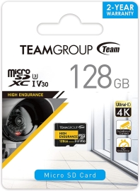 Team Group High Endurance 128GB Micro Sdxc Uhs-I U3 V30 Memory Card THUSDX128GIV3002