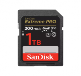 SanDisk Extreme Pro SDXC, SDXXD 1TB, V30, U3, C10, UHS-I, 200MB/s R, 140MB/s W, 4x6, Lifetime Limited SDSDXXD-1T00-GN4IN
