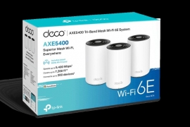 TP-LINK DECO AXE5400 WI-FI 6E TRI-BAND MESH SYSTEM, GbE(3), 3-PACK, 3YR DECO-XE75-3PK