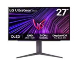 Lg 27" ULTRAGEAR HDR400,16:9,OLED,QHD(2560x1460) 240Hz,0.03ms, HDMI(2.1 )x2,DP(1.4)x1,USB3.0x1,TILT,HEIGHT,PIVOT,VESA100x100,2Y WTY 27GS93QE-B