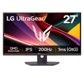 Lg 27" ULTRAGEAR,FSYNC,HDR400,16:9,IPS,QHD(2560x1440),1ms,200Hz,HDMI(2.1)x2,DP(1.4),TILT,PIVOT,HEIGHT,SWIVEL,VESA100x100,3YR WTY 27G610A-B
